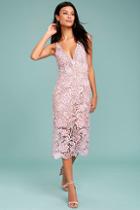 Dress The Population Marie Blush Pink Lace Midi Dress