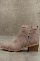 Qupid Sidra Taupe Suede Star Booties