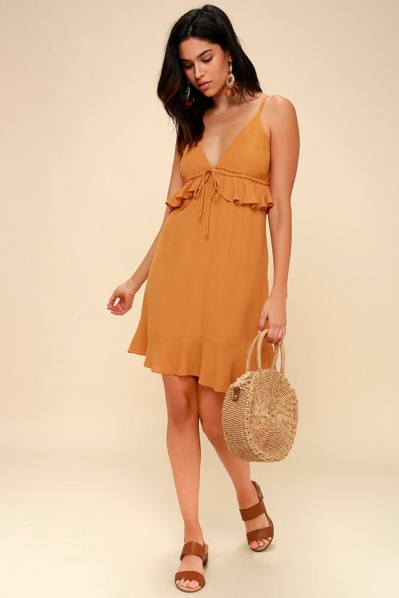 Lucy Love 2nd Story Golden Yellow Ruffled Shift Dress | Lulus