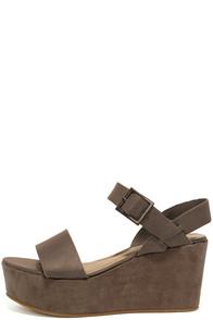 Bamboo Aoife Taupe Suede Platform Wedge Sandals