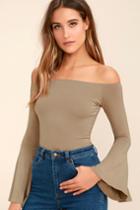 Flirt Factor Taupe Off-the-shoulder Top | Lulus