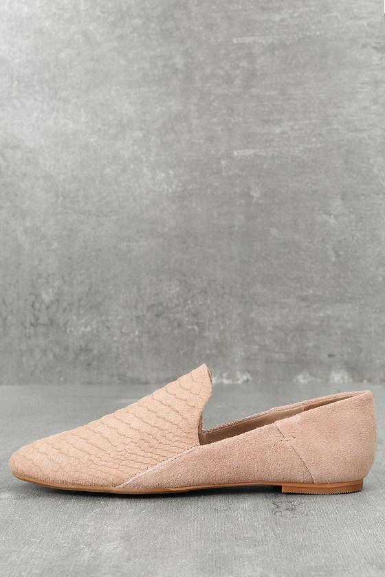 Very Volatile | Gaga Light Taupe Snake Suede Leather Loafers | Lulus