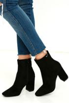 Lulus My Generation Black Suede High Heel Mid-calf Boots