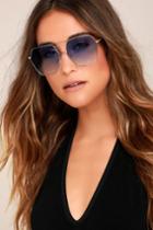 Lulus | Funky Town Blue And Silver Aviator Sunglasses
