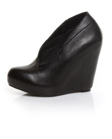 Matiko Jovanna Black Leather Side Part Hidden Wedges