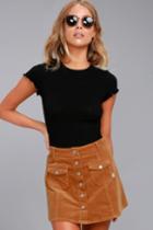 Rhythm | Pennylane Tan Corduroy Mini Skirt | Size 6 | Brown | Lulus