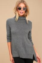 Lulus | Ottawa Dark Grey Turtleneck Sweater Top | Size Large