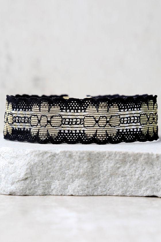 Vanessa Mooney | Parisa Gold And Black Lace Choker Necklace | Lulus