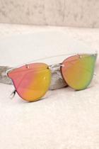 Lulus Love Me Better Silver And Pink Mirrored Sunglasses