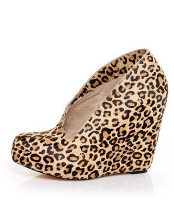 Matiko Jovanna Leopard Pony Fur Side Part Hidden Wedges