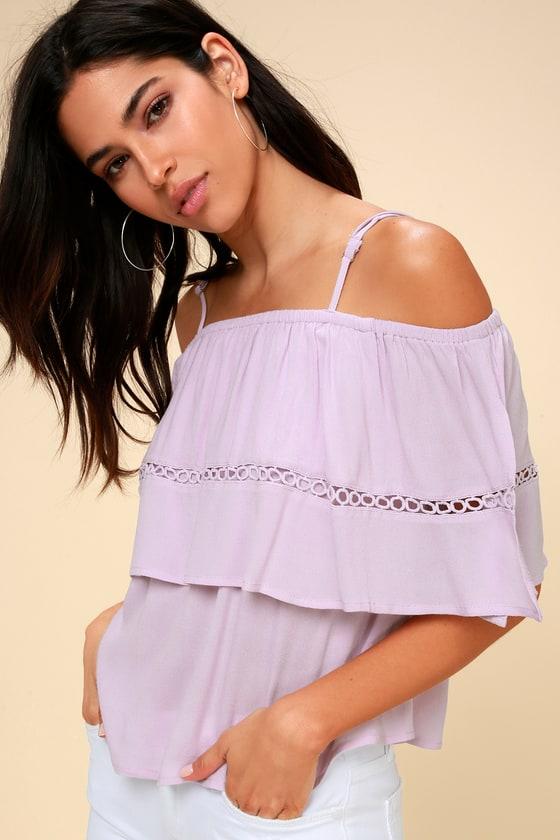 Oslo Lavender Off-the-shoulder Flounce Top | Lulus