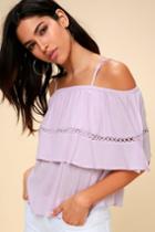 Oslo Lavender Off-the-shoulder Flounce Top | Lulus