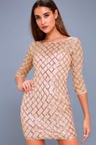 Party Favor Rose Gold Sequin Bodycon Dress | Lulus