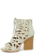 Qupid Shape On You Ash Grey Cutout Lace-up Booties