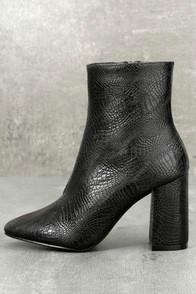 So Me My Generation Black Snake High Heel Mid-calf Boots
