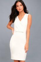 Lulus Be My Bow White Sleeveless Bodycon Dress