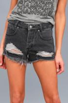 Rvca The Boyfriend Washed Black Distressed Denim Shorts | Lulus