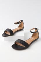 Report Leila Black Ankle Strap Sandal Heels | Lulus