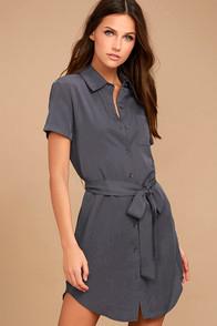 Lulus Self-starter Denim Blue Shirt Dress