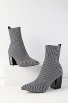 Qupid Nai Black And White Striped Knit Mid-calf High Heel Boots | Lulus