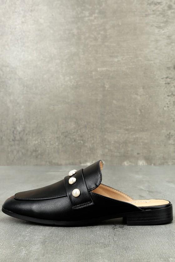 Soda | Winona Black Pearl Loafer Slides | Size 6 | Vegan Friendly | Lulus