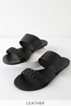 Caylee Black Nappa Leather Slide Sandal Heels | Lulus