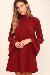 Love Riche Mod Squad Wine Red Shift Dress