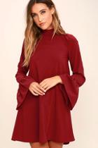 Love Riche Mod Squad Wine Red Shift Dress
