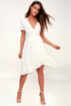 Rise To The Occasion White Midi Wrap Dress | Lulus