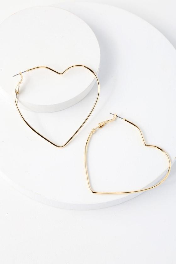 Lulus | Heart Song Gold Hoop Earrings
