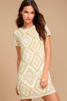 Lulus Give Me A Print Beige Print Shift Dress