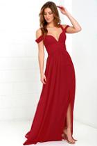 Lulus X Bariano Ocean Of Elegance Wine Red Maxi Dress