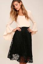 Lulus Sway Hello Black Lace Midi Skirt