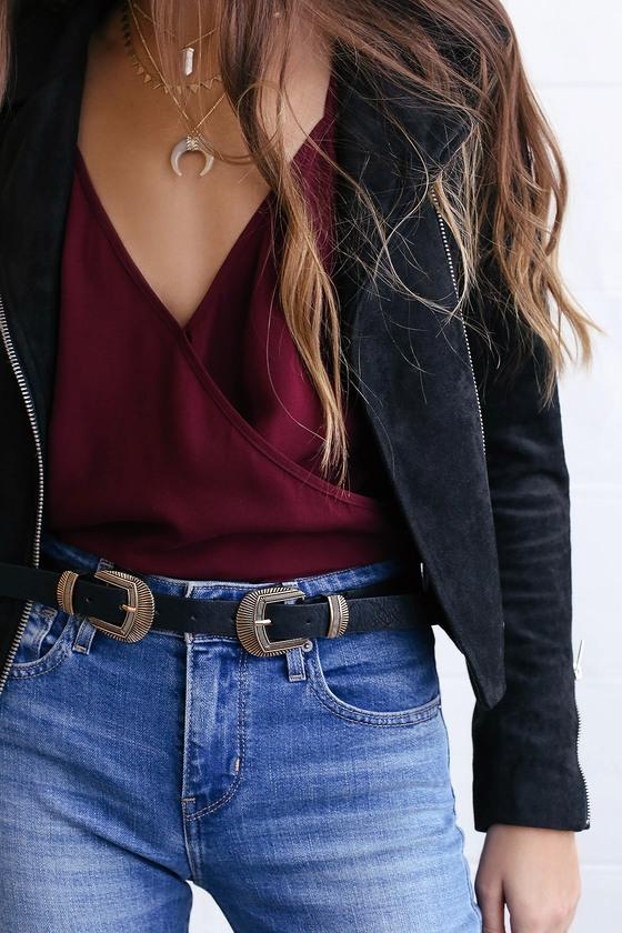 No Wonder Gold And Black Double Buckle Belt | Lulus