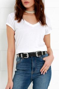 Lulus Sweet Melody Black And Silver Double Buckle Belt