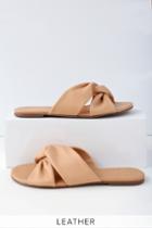 Tilly Tan Nappa Leather Slide Sandal Heels | Lulus