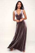 Beautiful Night Dusty Purple Velvet Sleeveless Maxi Dress | Lulus