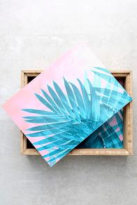 Deny Designs Palms Pink And Blue Palm Print Jewelry Box