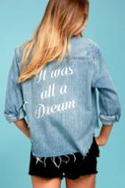 Pistola | All A Dream Blue Denim Button-up Top | Size X-small | 100% Cotton | Lulus