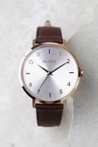 Nixon Arrow Rose Gold And Silver Leather Watch