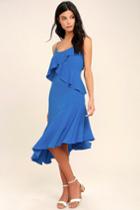 Adelyn Rae | Desdemona Blue Midi Dress | Size Large | 100% Polyester | Lulus