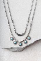 Lulus Nature's Bounty Turquoise And Silver Layered Necklace