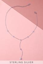 Lulus - Inner Peace Sterling Silver Rhinestone Drop Necklace
