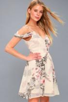 Verona Cream Floral Print Off-the-shoulder Lace Dress | Lulus
