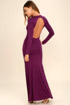 Lulus Up And Coming Purple Backless Maxi Dress
