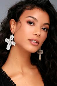 8 Other Reasons Virgin Gold And White Cross Earrings