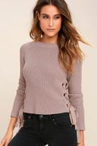 Lulus Good-natured Beige Lace-up Sweater