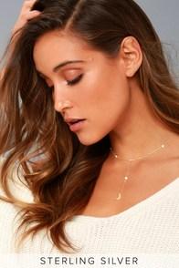 Lulus Peace And Light Gold Rhinestone Drop Necklace