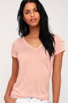 V, Myself, And I Pink Striped Knotted V-neck Tee | Lulus