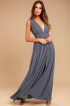 Lulus | Heavenly Hues Denim Blue Maxi Dress | Size X-small | 100% Polyester
